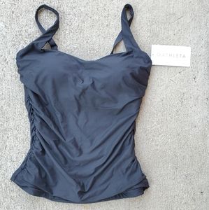 NWT Square Neck Bra Cup Tankini 36D/DD Black